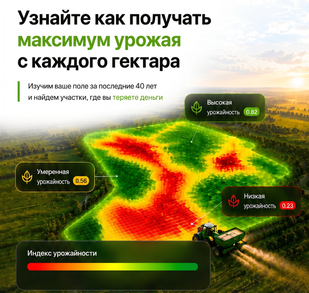 Карта урожайности поля True Fields