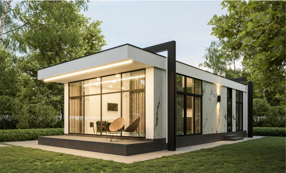 Проект Cosmo 73 m². Созданный раскрыть потенциал минималистичных домов, проект Cosmo несет в себе безграничную свободу и современную эстетику.