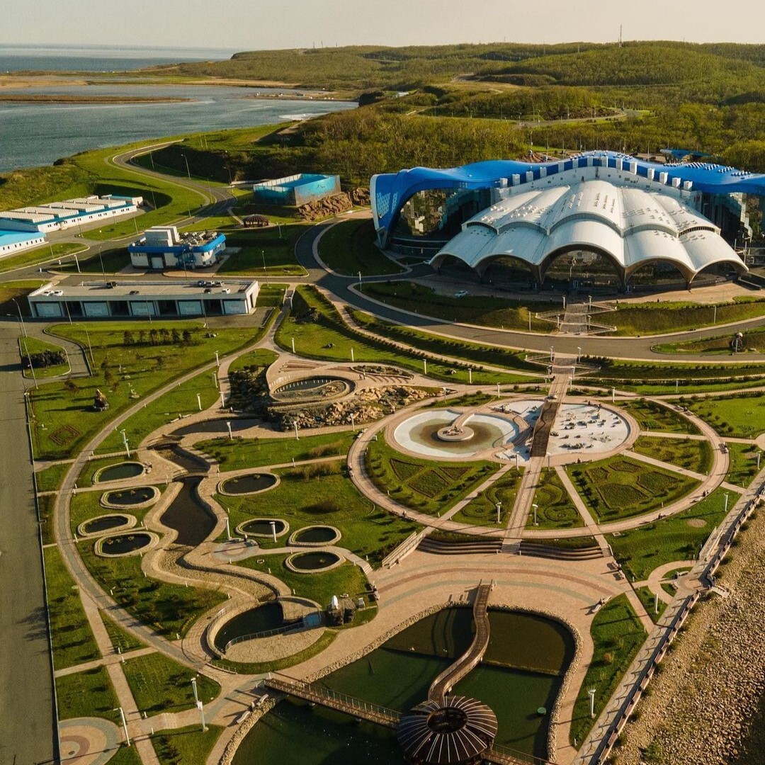 Океанариум и природа острова Русский с воздуха