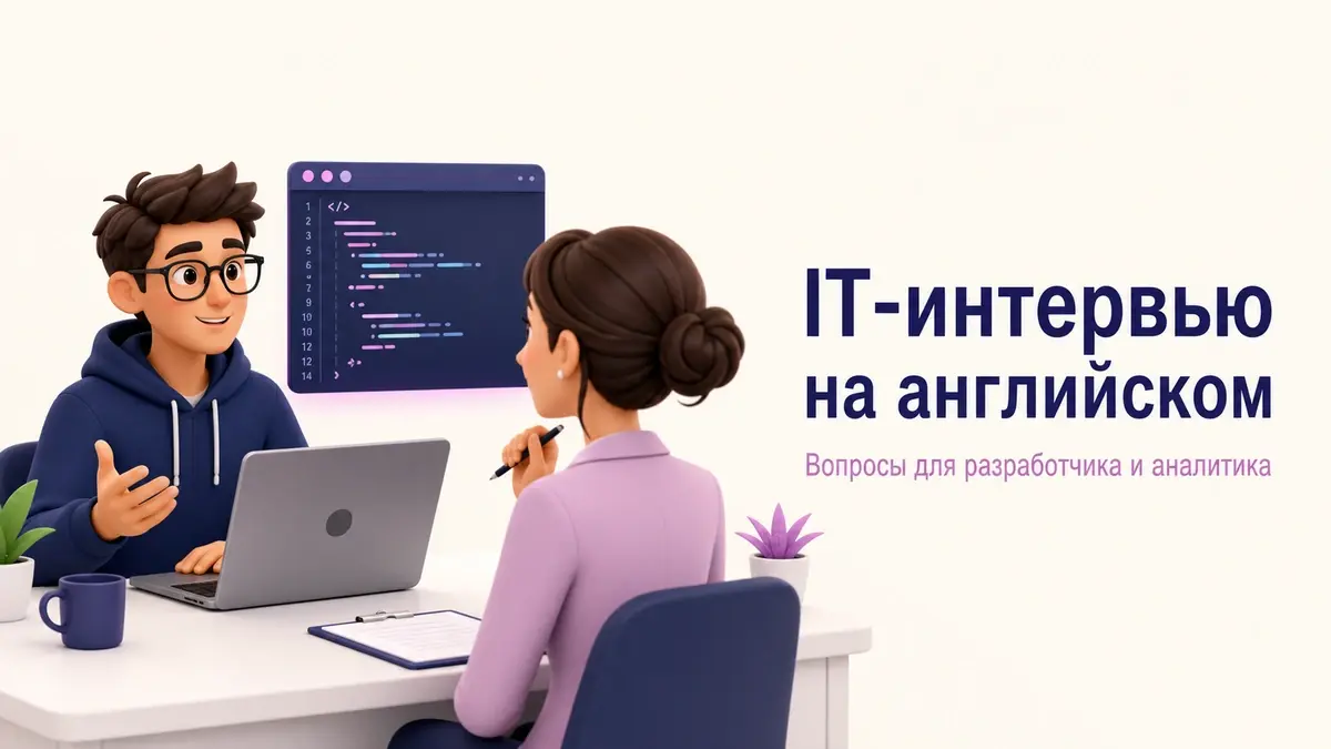 Иллюстрация к статье: Собеседование в IT на английском: вопросы для разработчика и аналитика