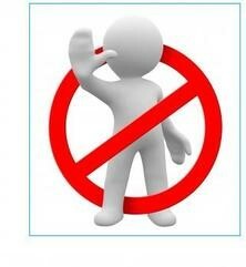 white character with hands up inside  The red circle with a white border that signifies &quot;stop&quot;