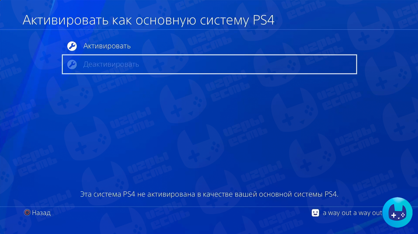 Шаг настройки PS4