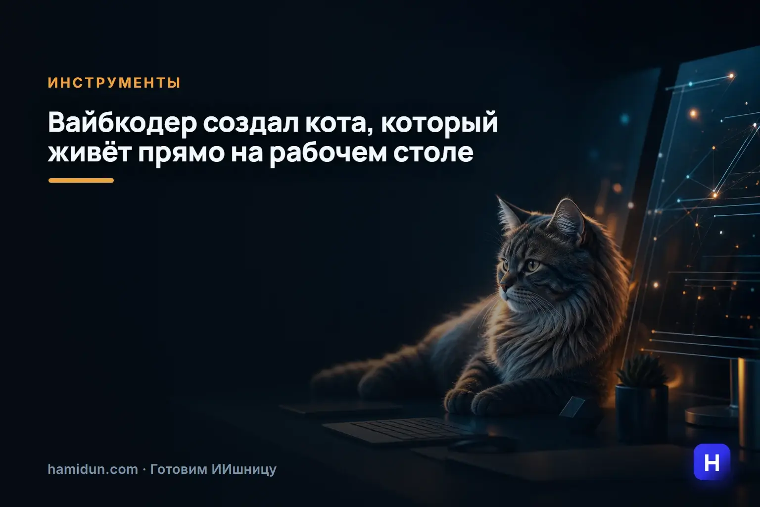 Вайбкодер создал кота, который живёт прямо на рабочем столе