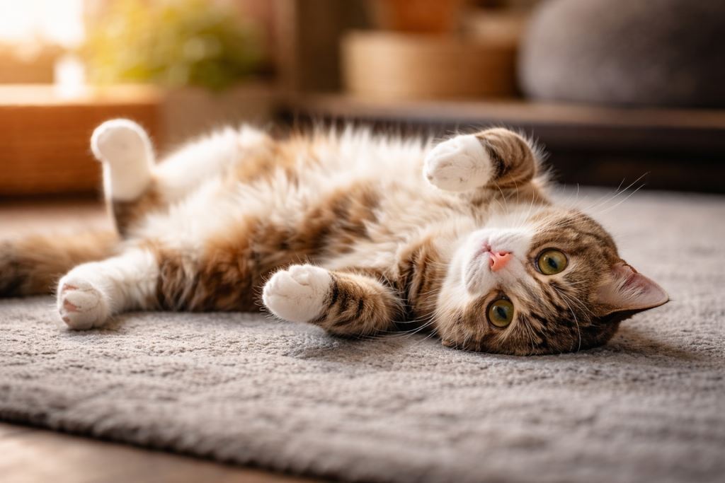 Почему кошки переворачиваются на спину