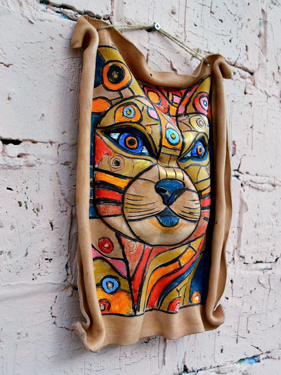 Маска из фактурной кожи настенная А.МузылевЪ &quot;Священное Животное №2&quot;