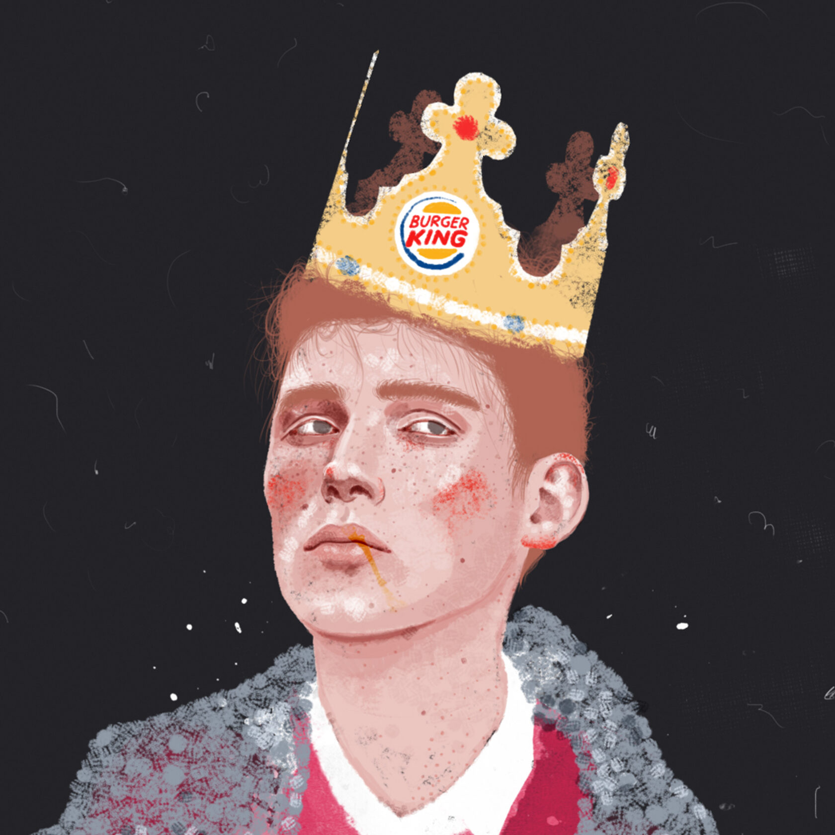 Face of sad boy. Illustration by Sasha Ardabiev