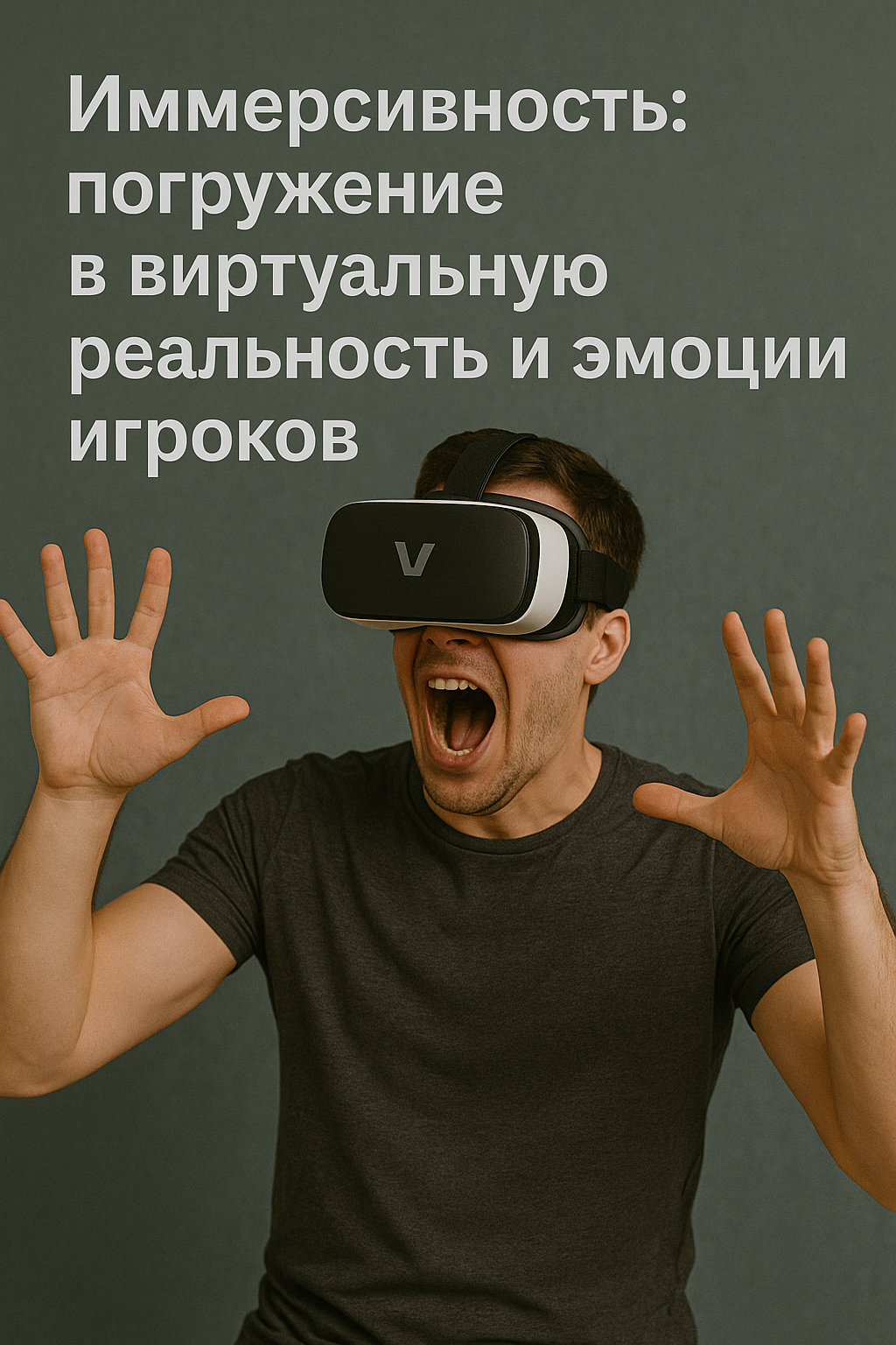Иммерсивная виртуальная реальность - человек в VR очках испытывает эффект полного погружения
