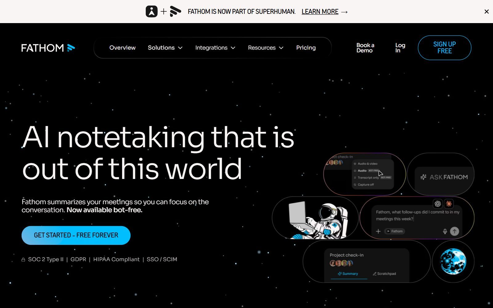 Fathom homepage screenshot (October 2026)