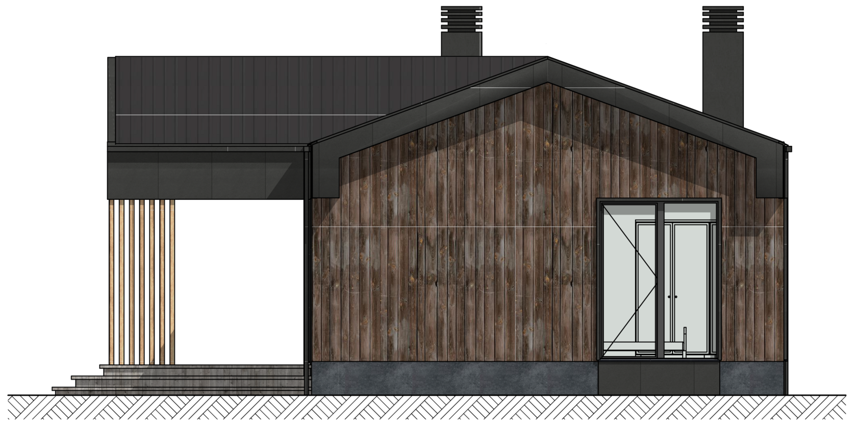 Проект дома "Компакт+" для наглядного представления и визуализации данного варианта дома сзади