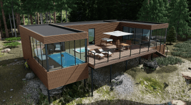 Модульный спа-комплекс с открытой террасой и бассейном