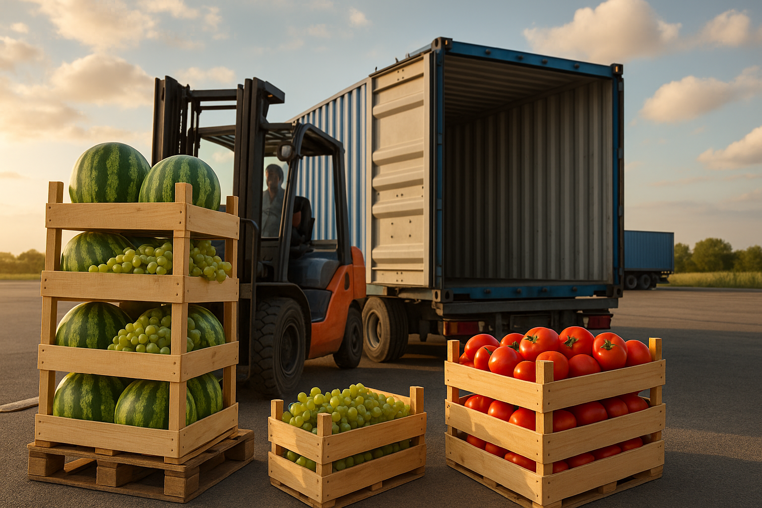 Agricultural products being prepared for export