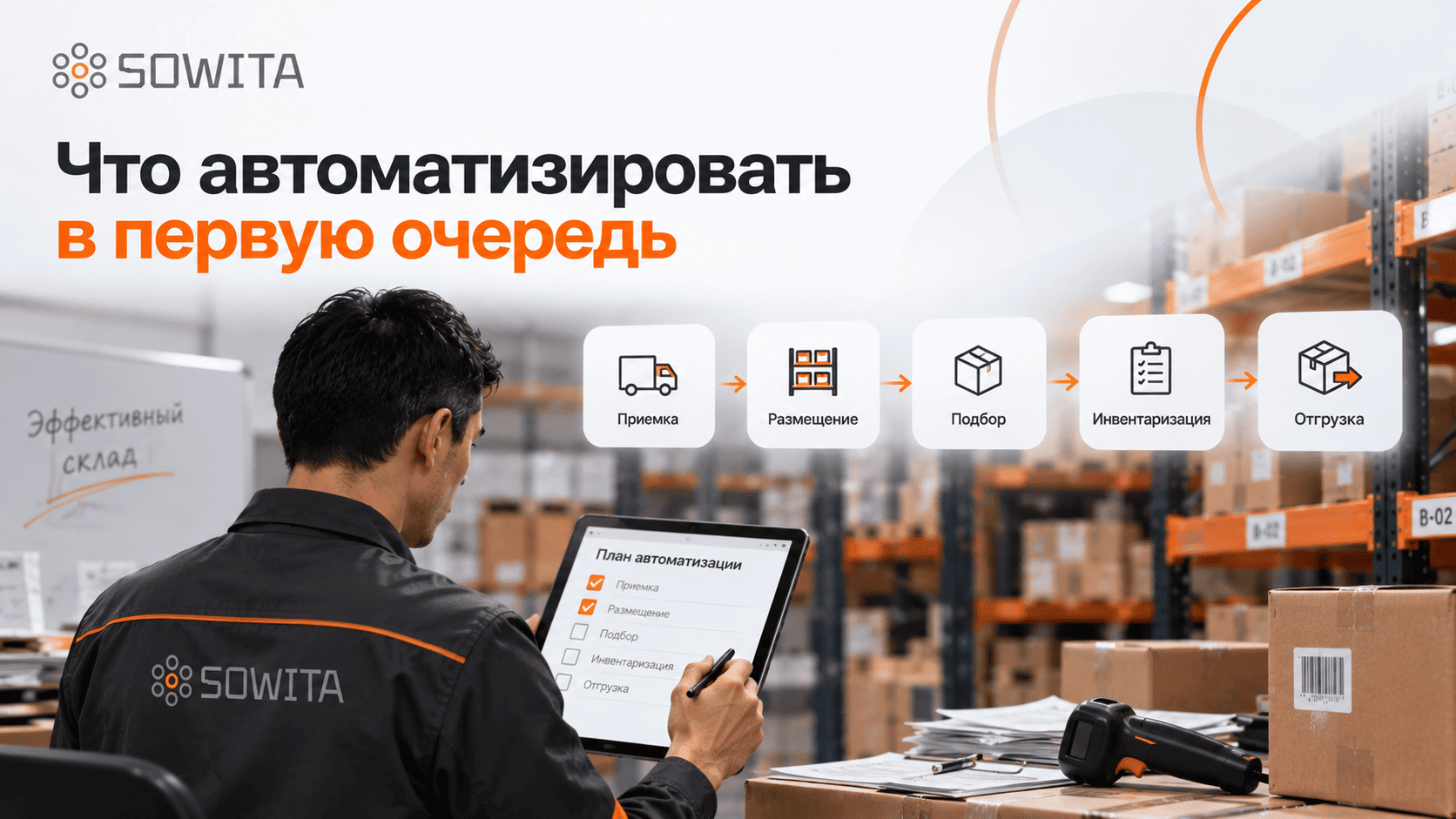 Основные складские процессы для автоматизации: приемка, размещение, подбор и отгрузка