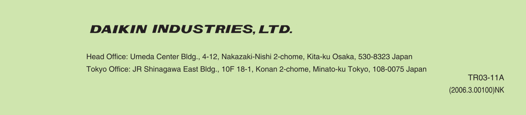 Daikin Worldwide Parts Centers