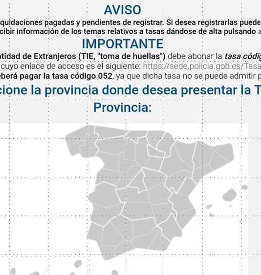 Selección de provincia — mapa de España