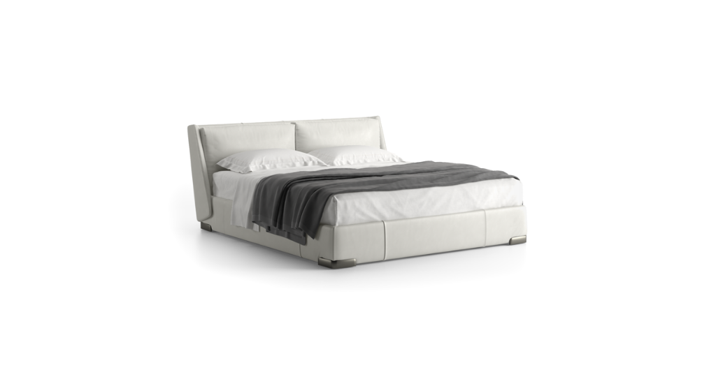 Кровать FENICE Natuzzi Italia, в коже 2509, белый цвет.