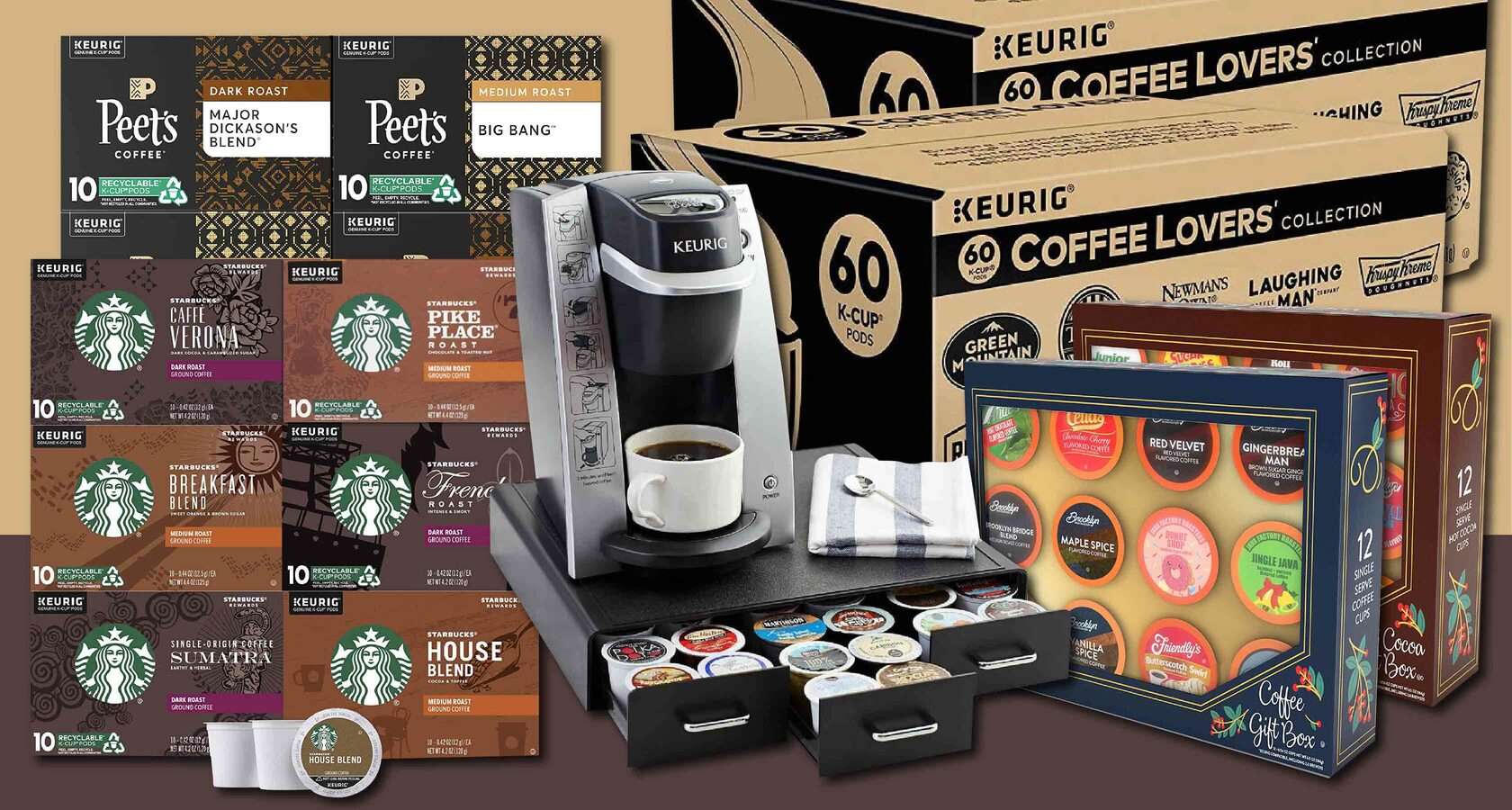 Keurig K-Mini Coffee Maker, Black with Coffee Lovers' 40 Count Variety Pack  Coffee Pods