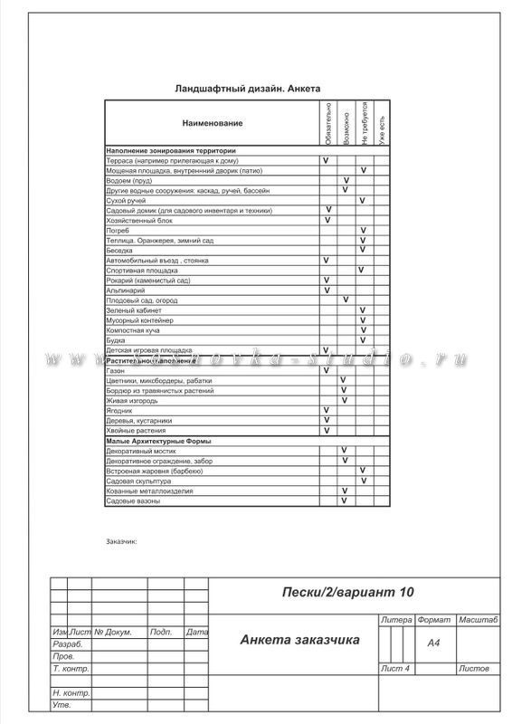 Анкета для дизайн проекта