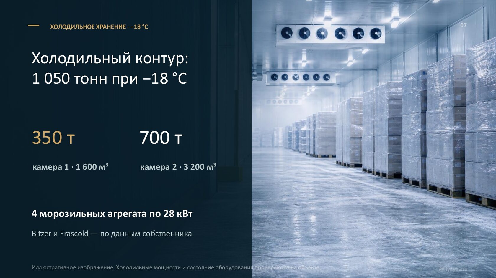 Слайд презентации о холодильном хранении рыбоперерабатывающего проекта