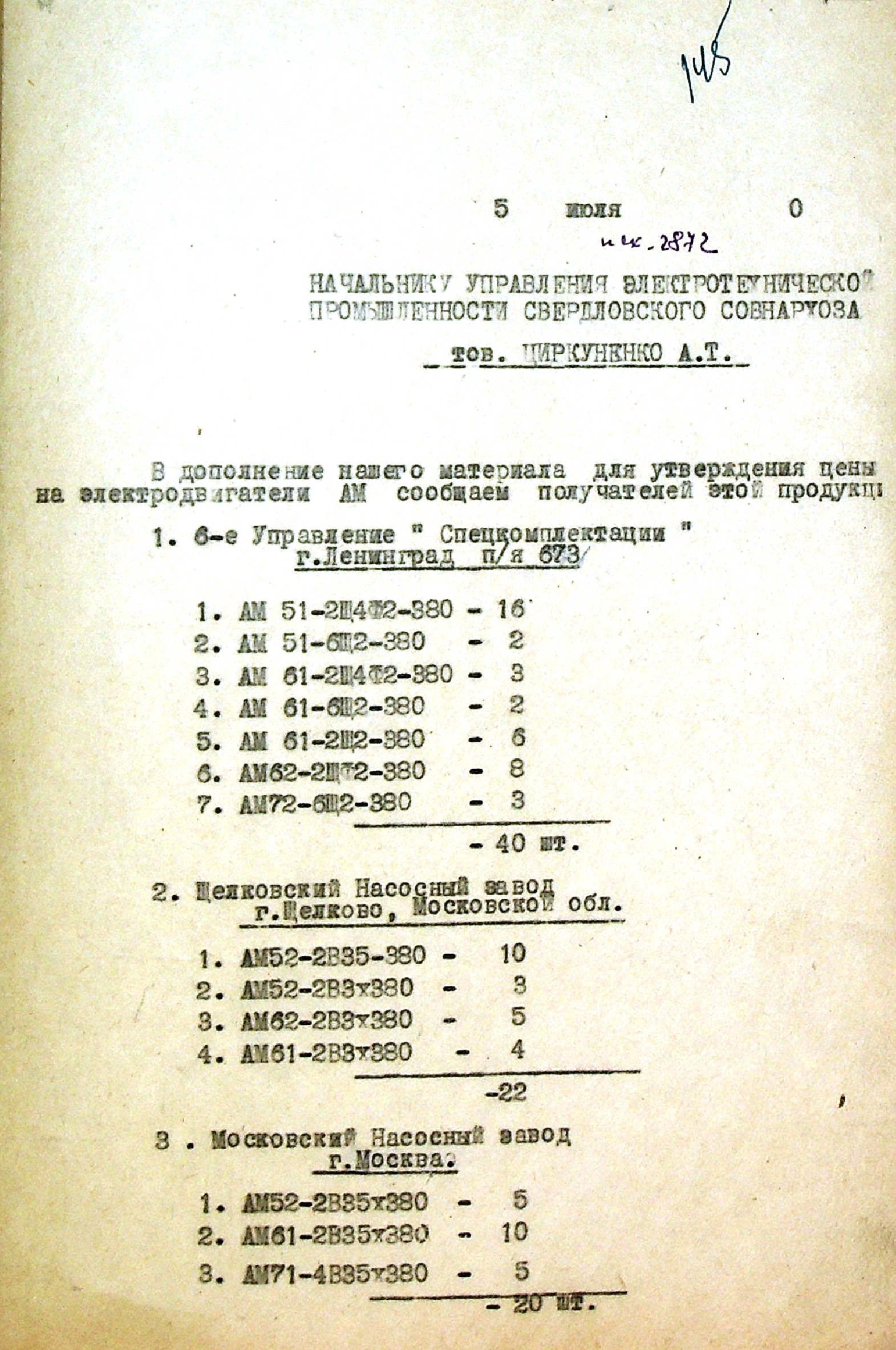 Перечень получателей продукции.