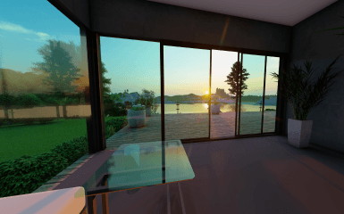 Вид на заказ через панорамные окна дома