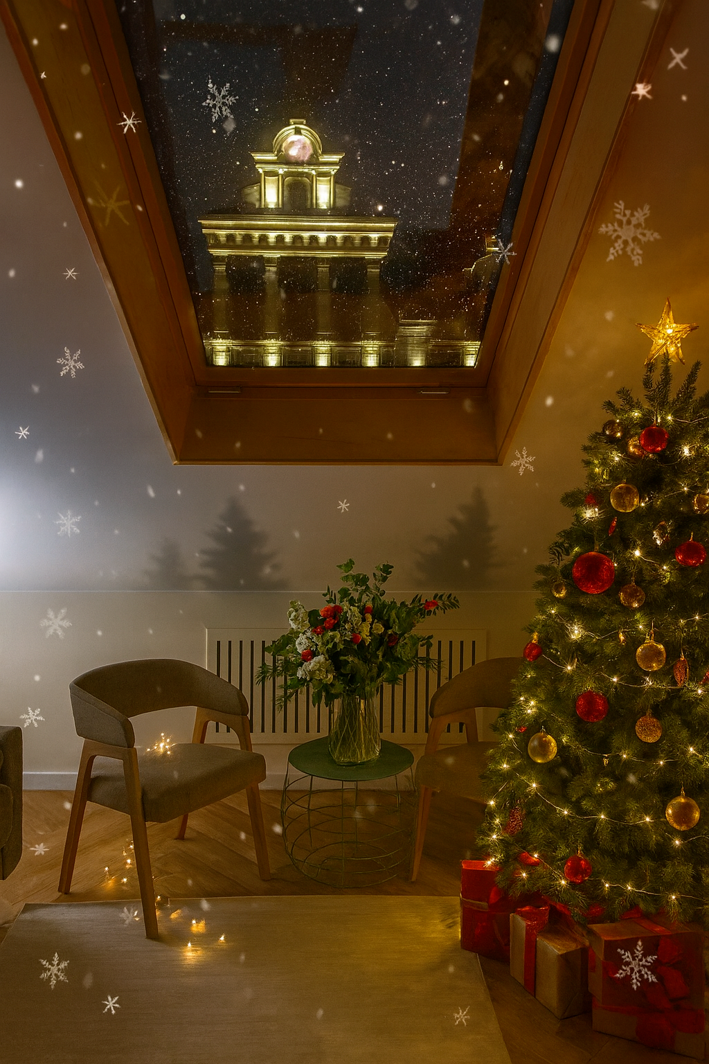 Новогодняя елка и праздничная атмосфера бутик-отеля Казначейский