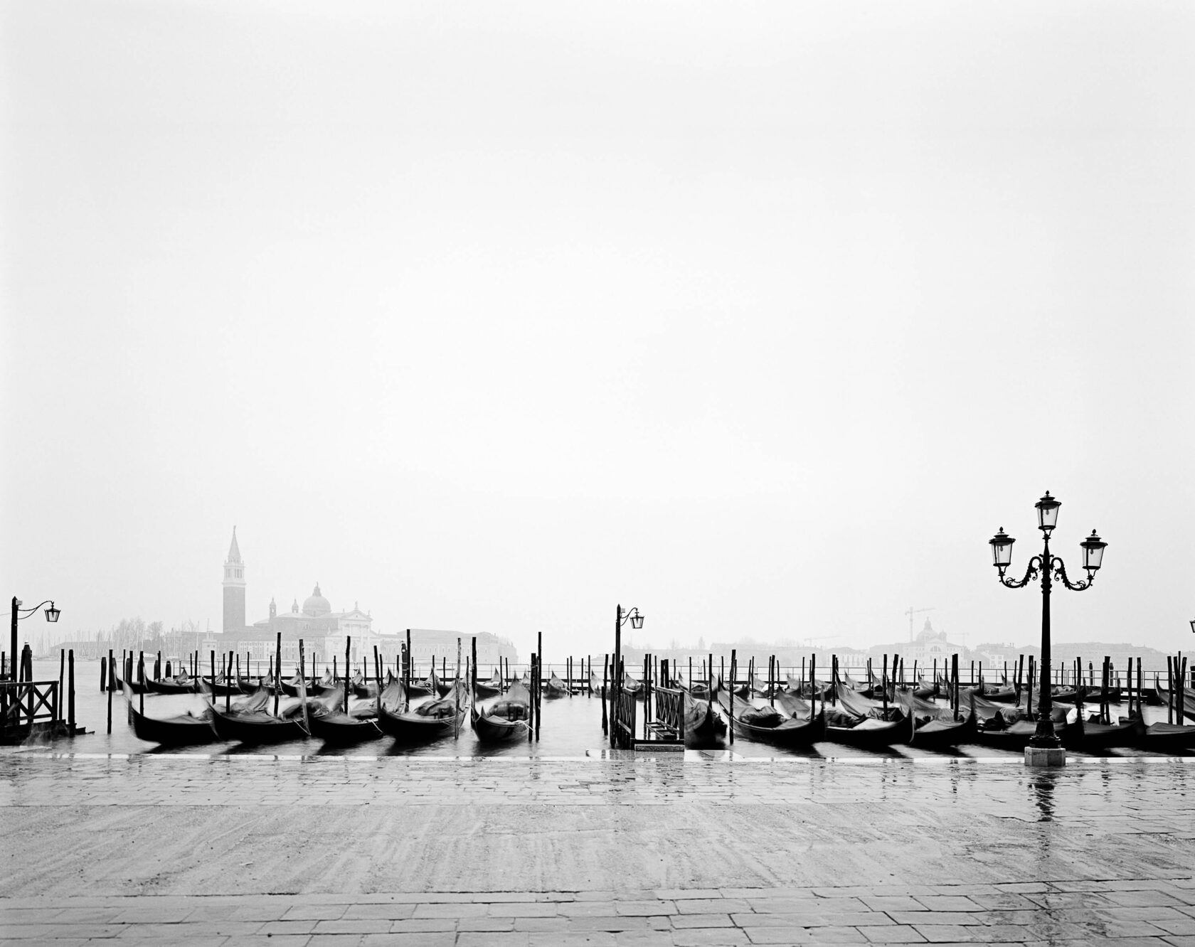 Gondolas and San Giorgio Maggiore. Venice. 2007. BW Negative 4×5 inch. 