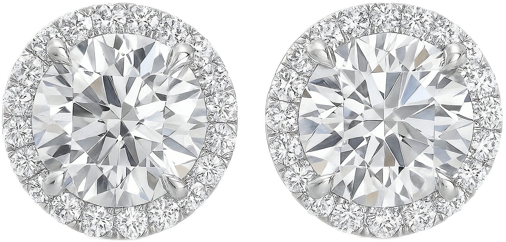 Пусеты с ободком трансформером, круглые бриллианты