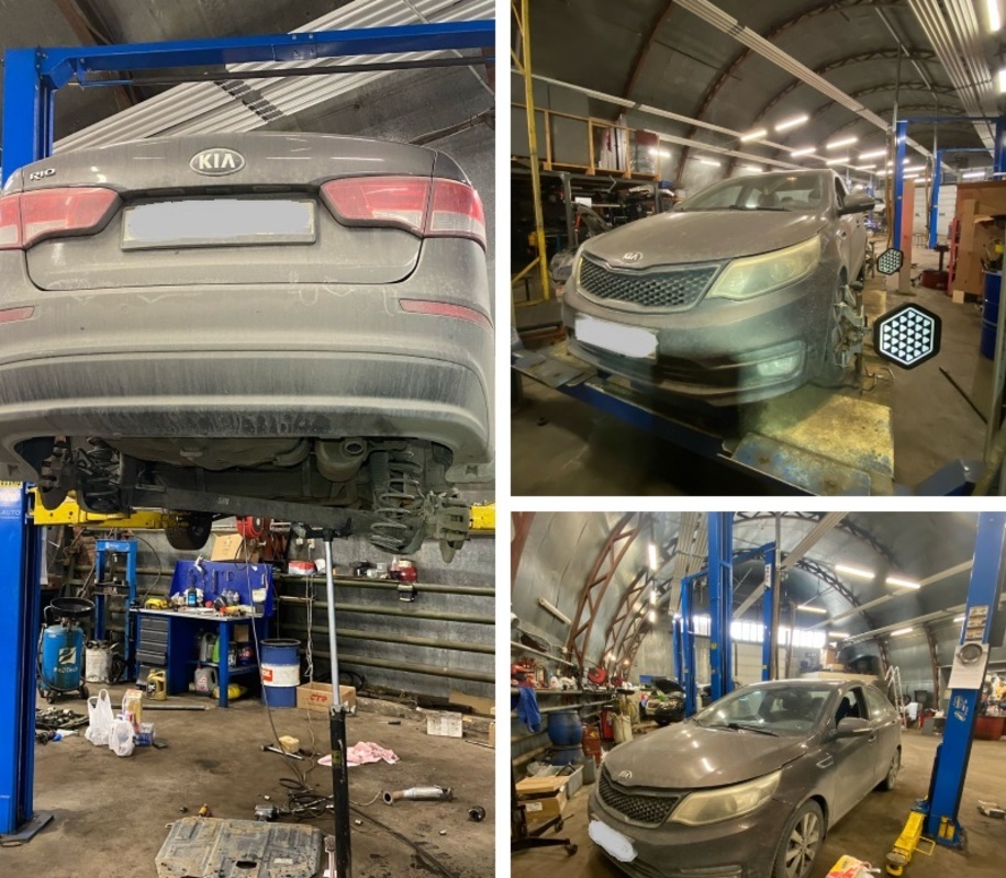 Автомобиль Киа на подъемнике в автосервисе 4AUTO, СПб