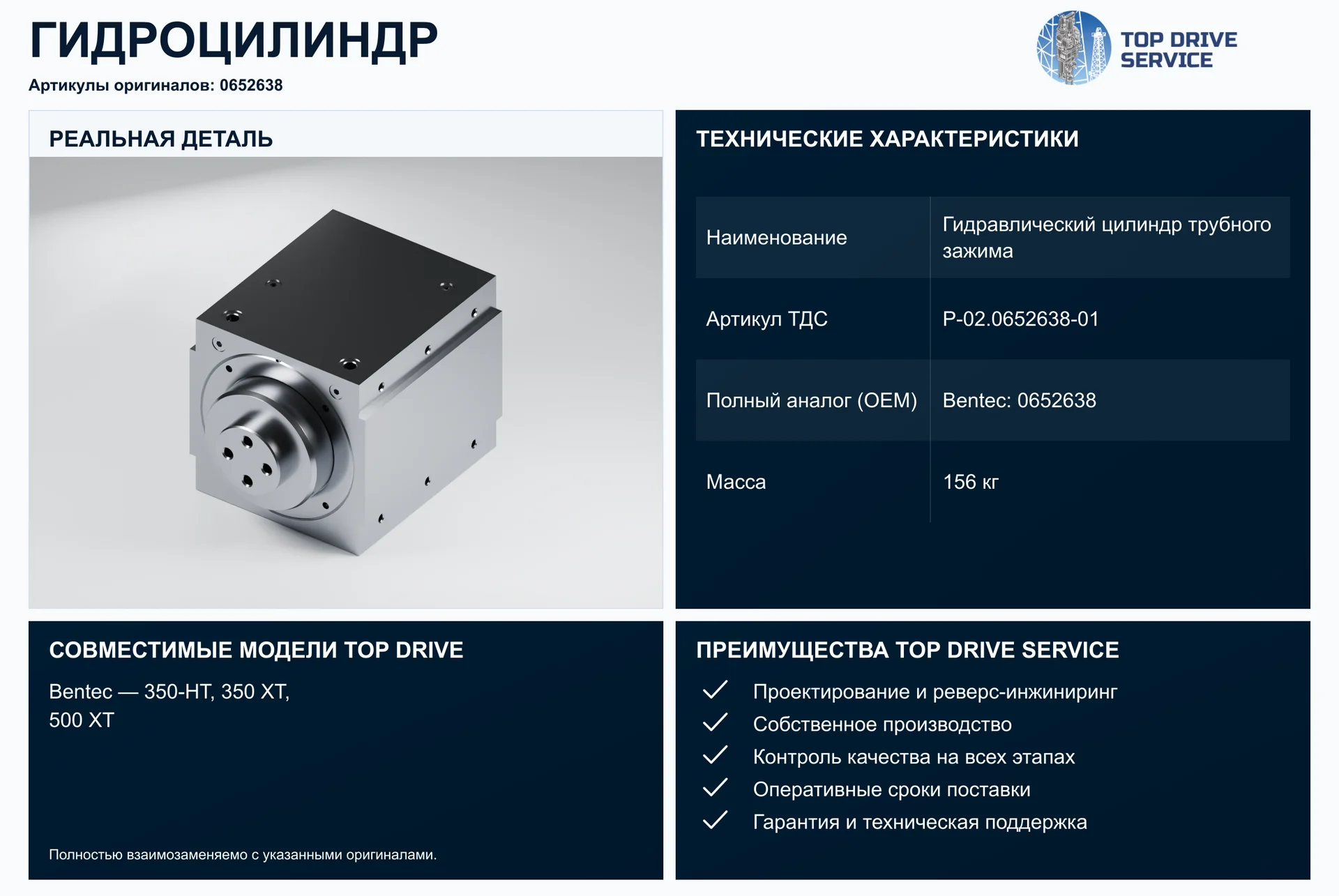 Гидравлический цилиндр трубного зажима — OEM 0652638