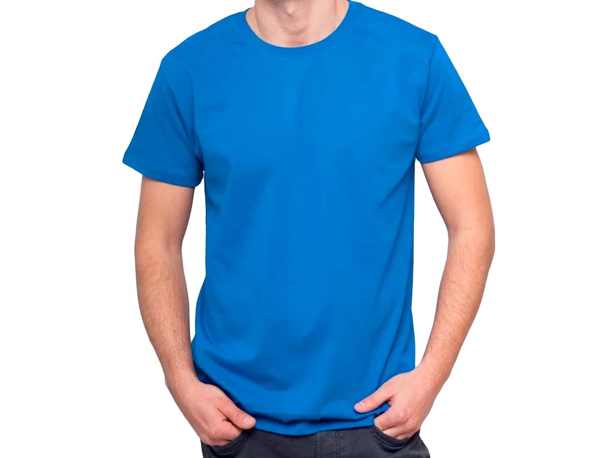 Печать на синей мужской футболке
