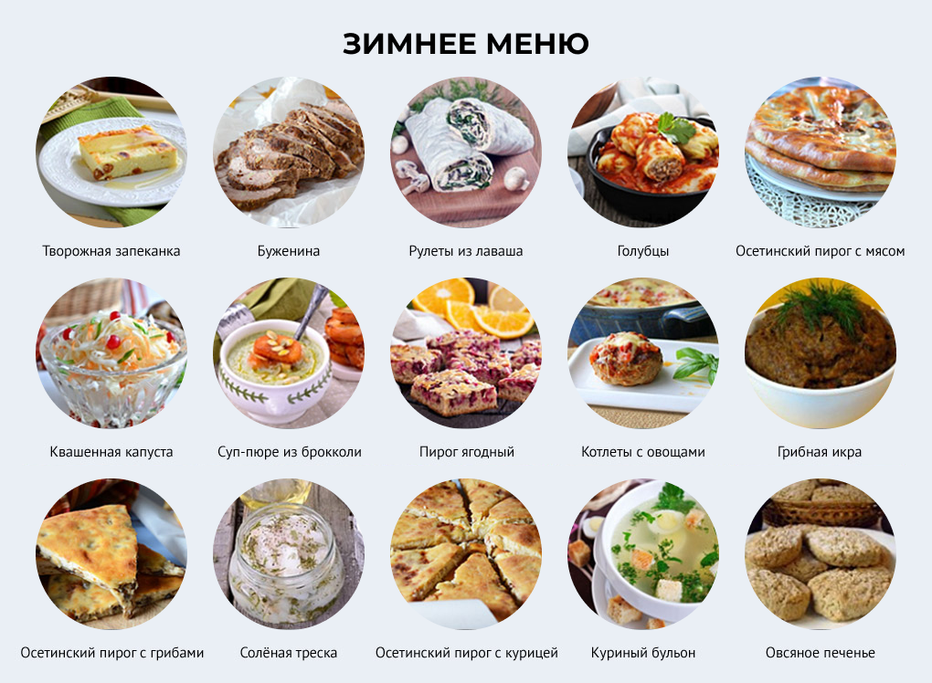 Меню с пошаговым фото