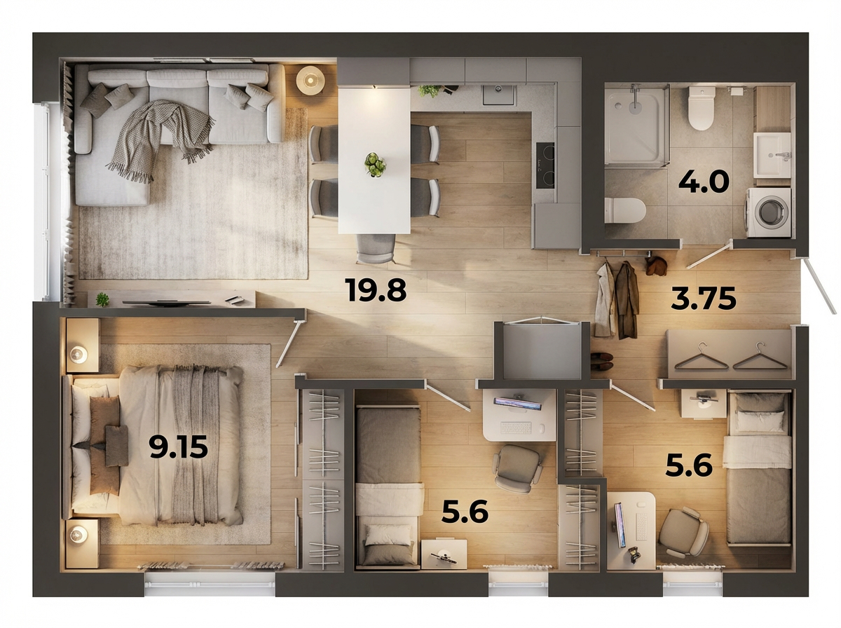 Планировка UNO 54 — 3.3