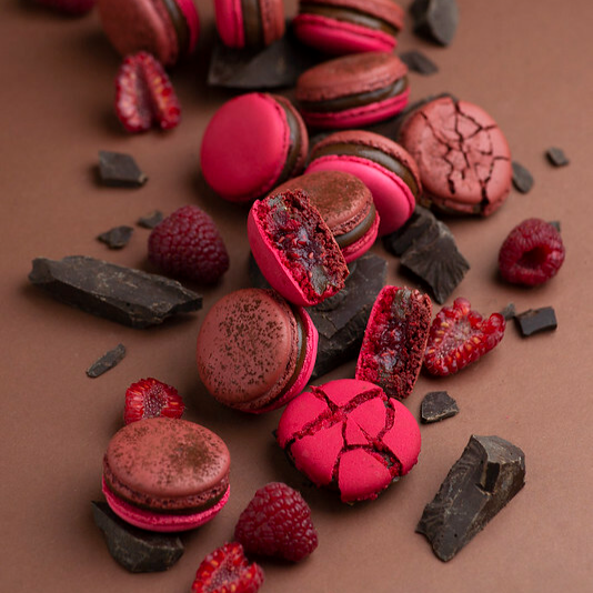 Chocolate and Raspberry macarons