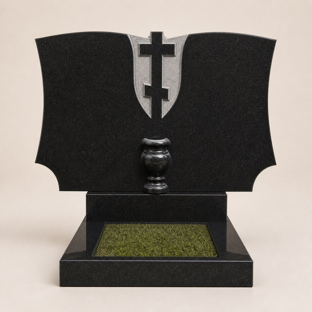 Модель 168: Горизонтальная стела с центральным крестом. Вариант памятника.