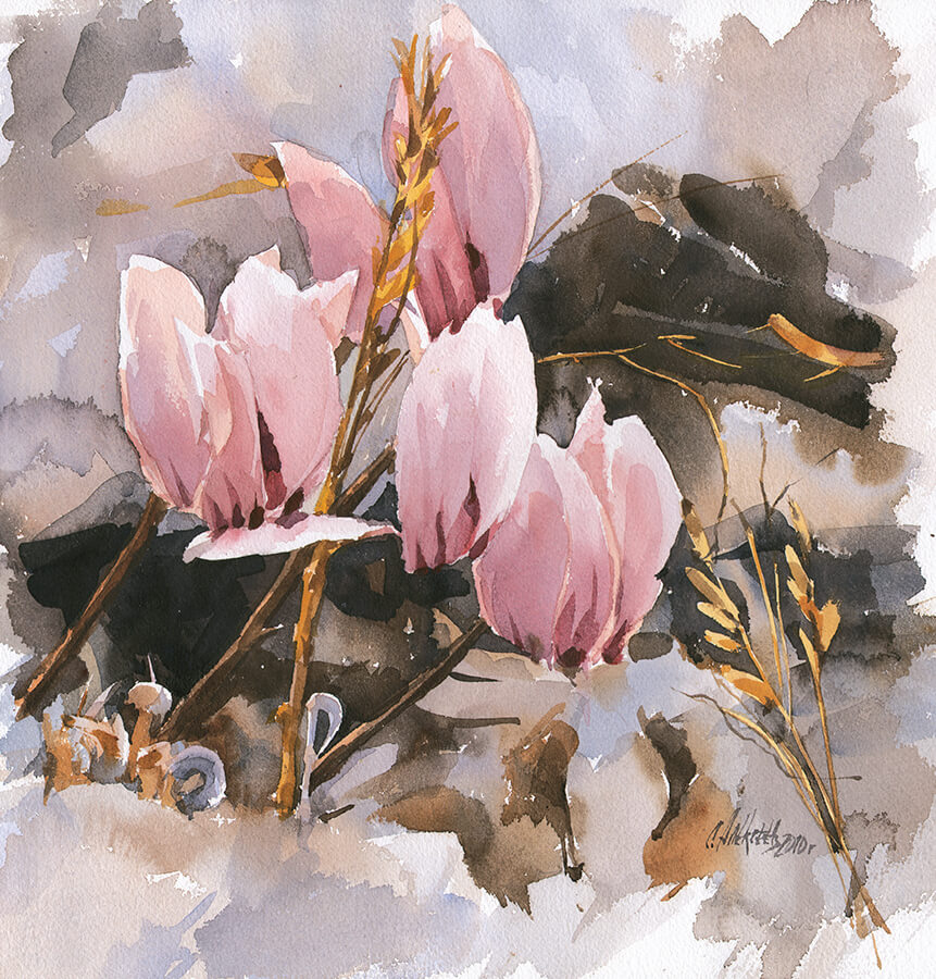 Crocuses. 2010. Watercolor on paper, 36x56 cm