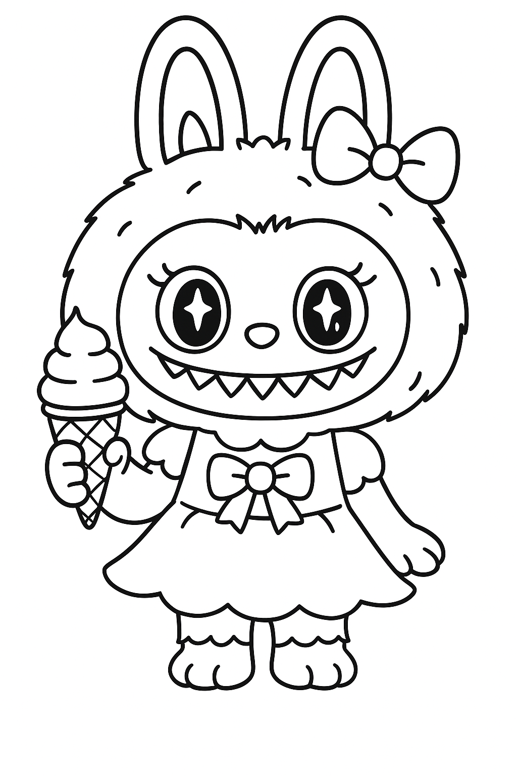 Раскраска для детей Лабубу (Labubu) милый монстр 