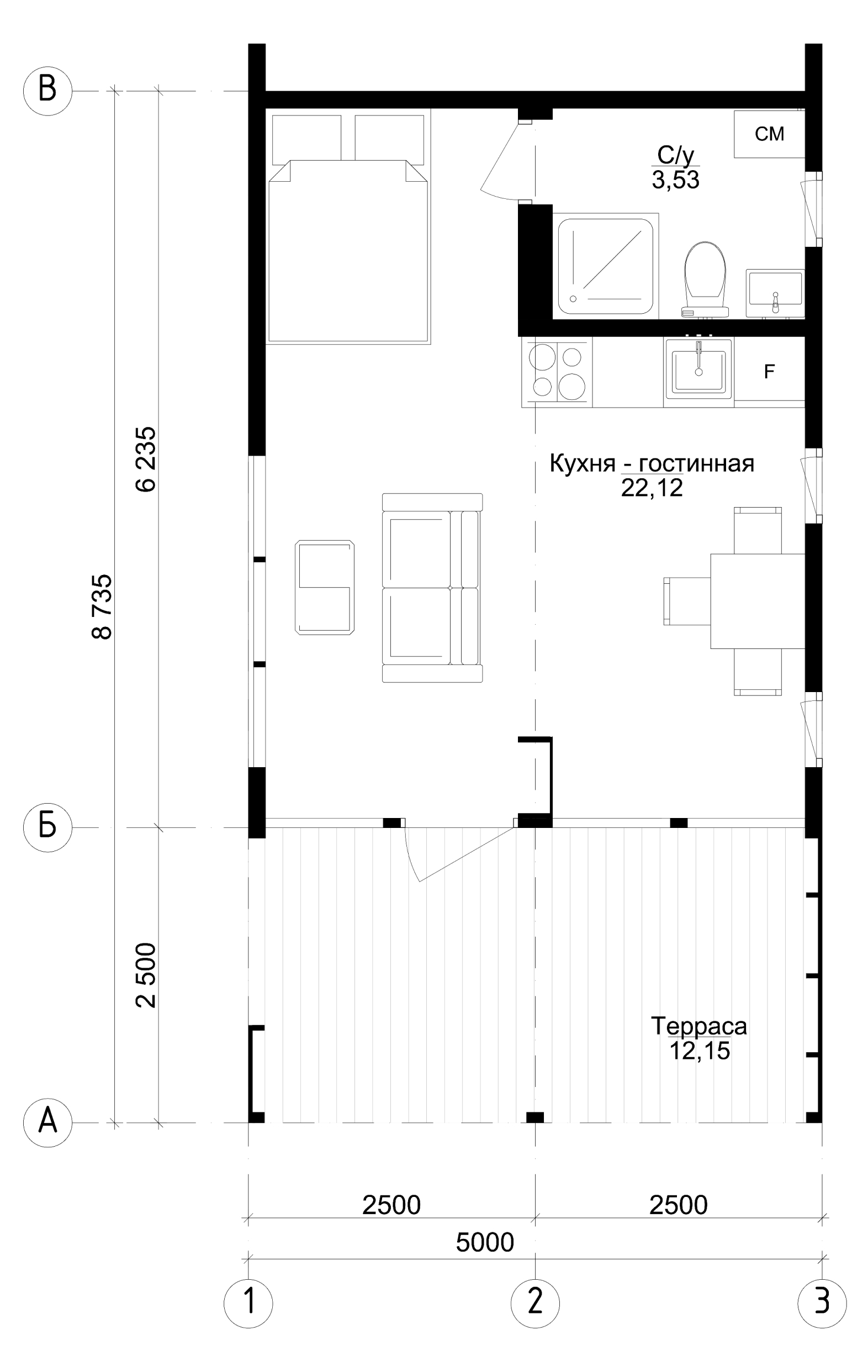 Небольшой модульный дом 8,5х5 метров с террасой под ключ в СПб и ЛО