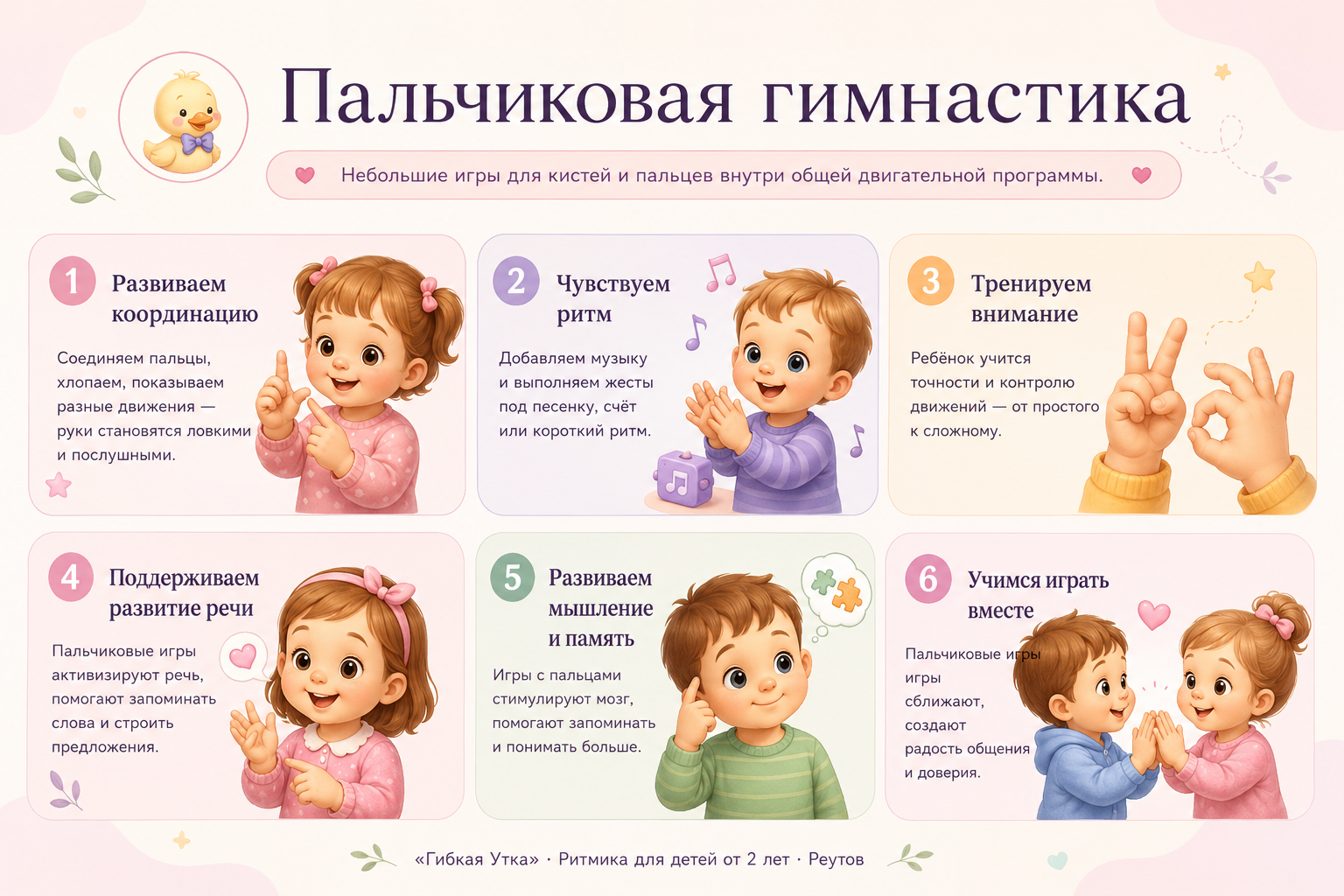 Пальчиковая гимнастика для детей на занятии ритмикой