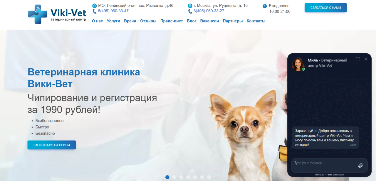 Скриншот сайта VIKI-VET