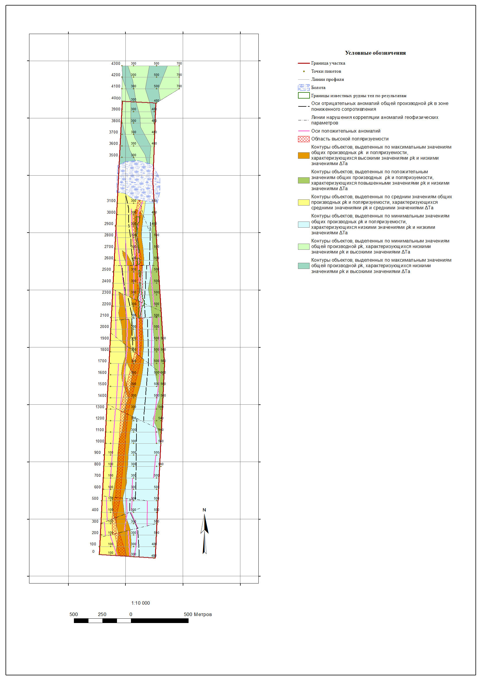 Медно-цинковое месторождение, электроразведка, удельное сопротивление, Урал, СЗГГК, Геокомплекс, СПб, структурно-интерпретационная схема, геофизика