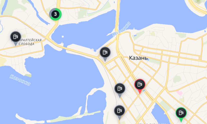 Карта заправок в Казани