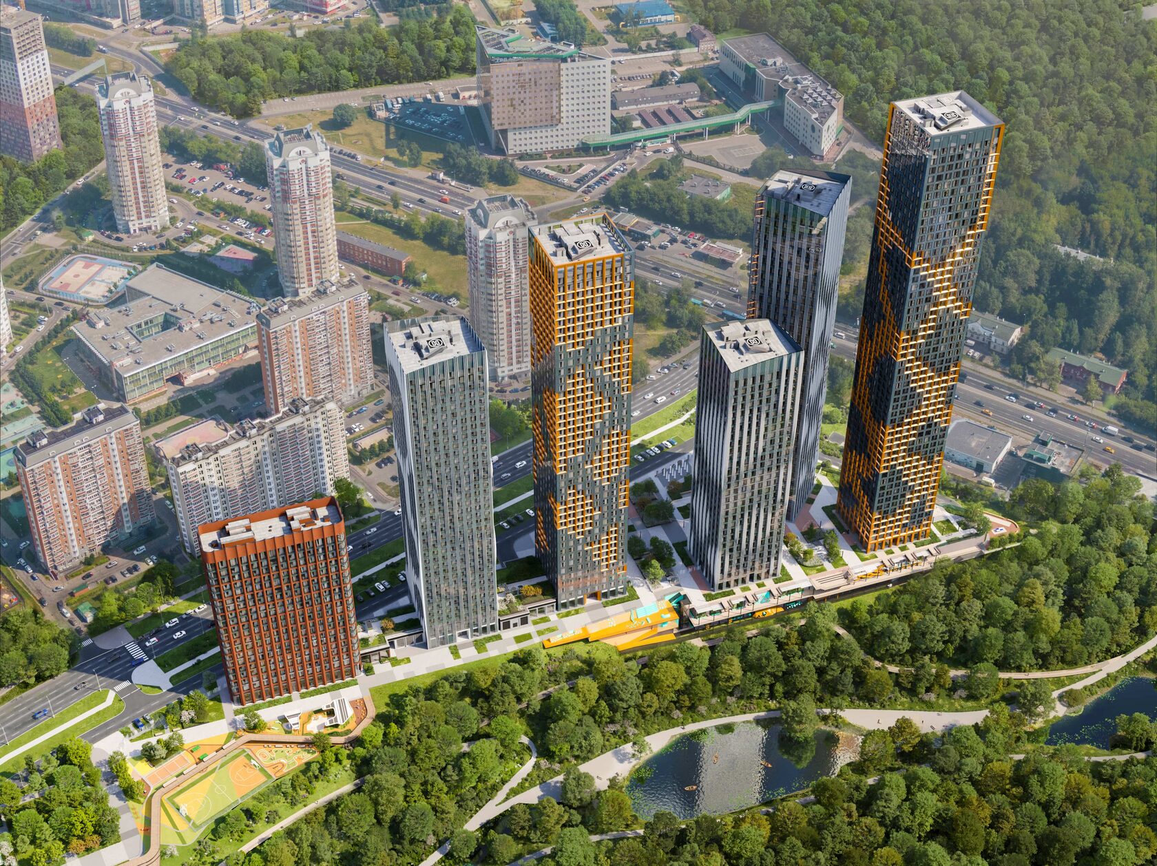 Commercial visualization of the architectural project of the residential complex in Moscow Level Michurinsky
