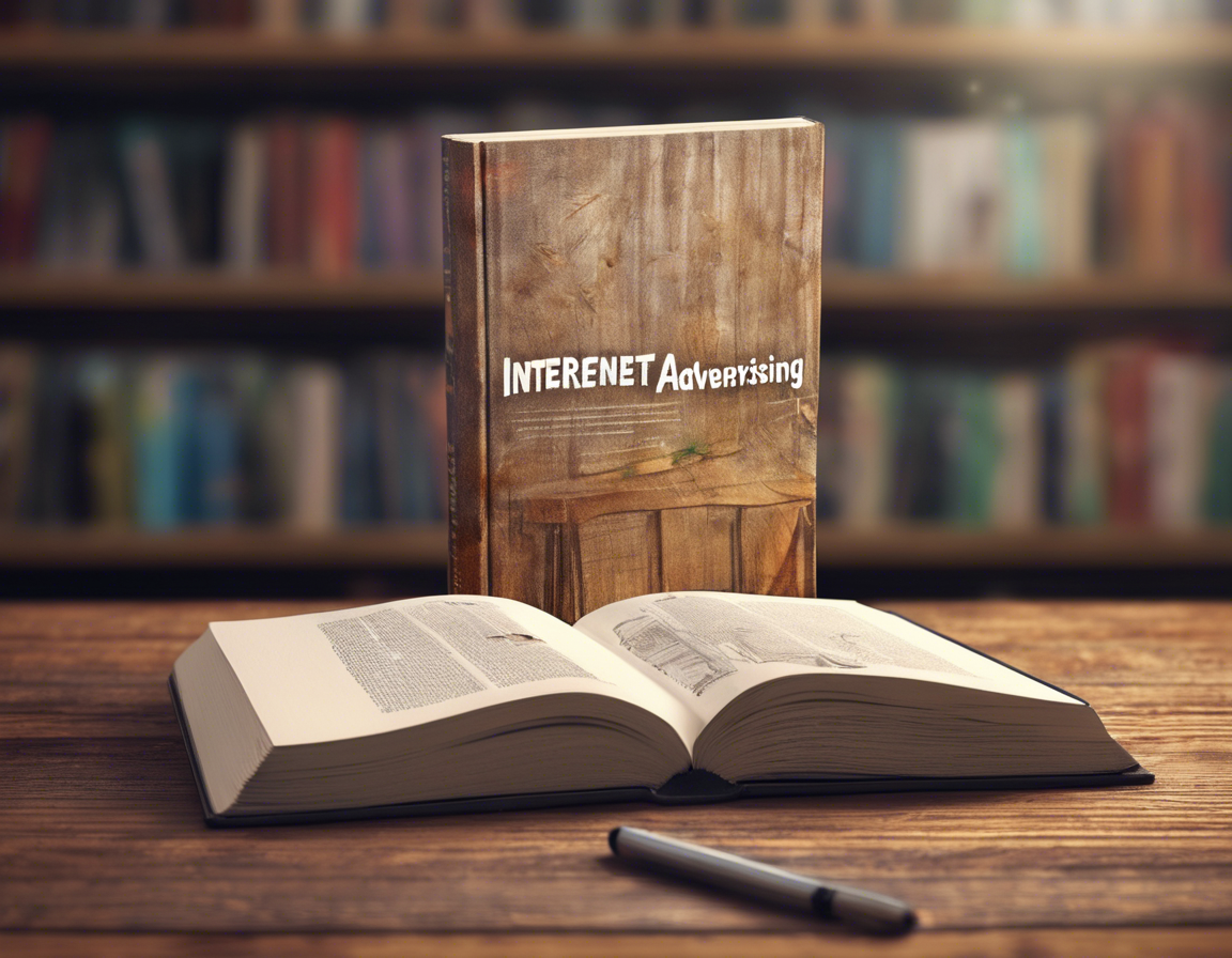 книга с надписью 'Интернет-реклама' на обложке, лежащая на деревянном столе