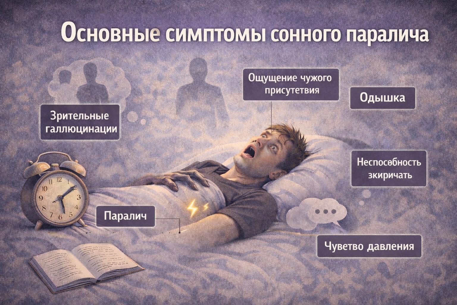 Основные симптомы сонного паралича