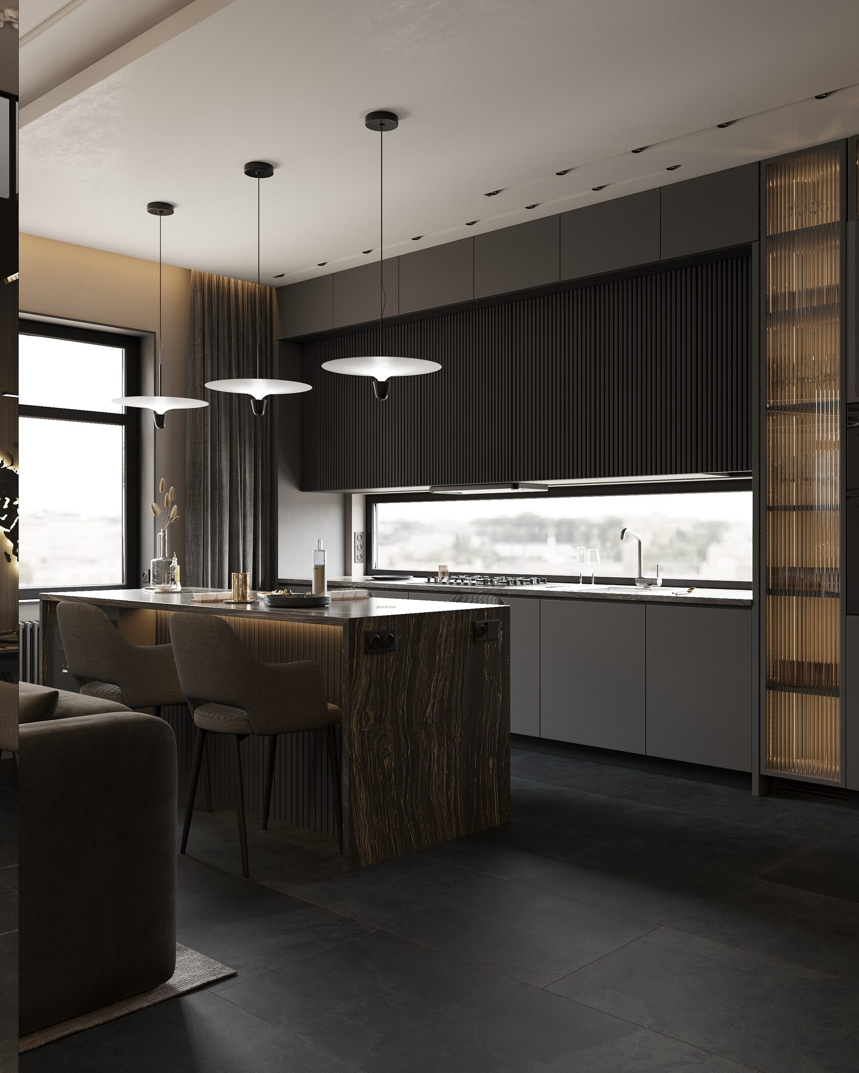 Минималистичная кухня с островом