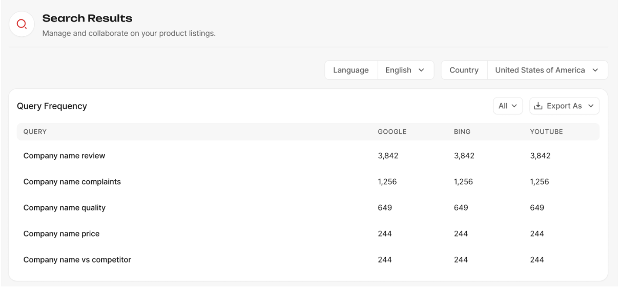 Search Results Tab  | Risk Control Center by Reputation House 