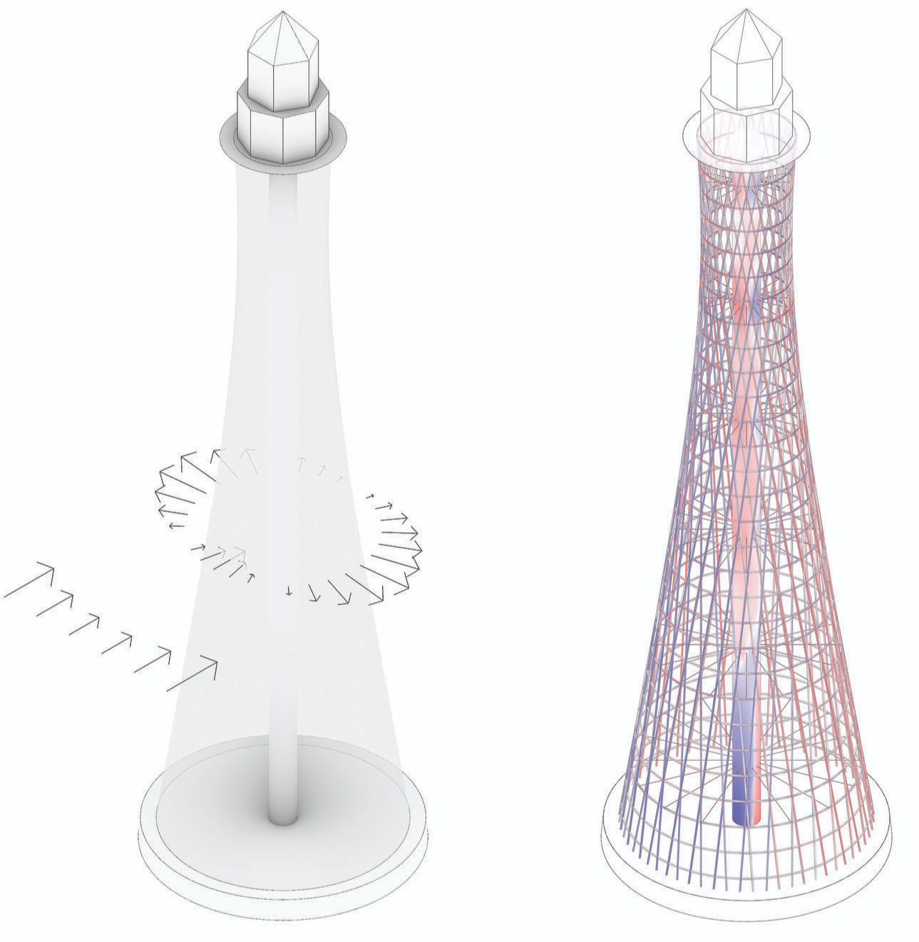 structural analysis of hyperbolic mesh shell of the lighthouse under the wind load