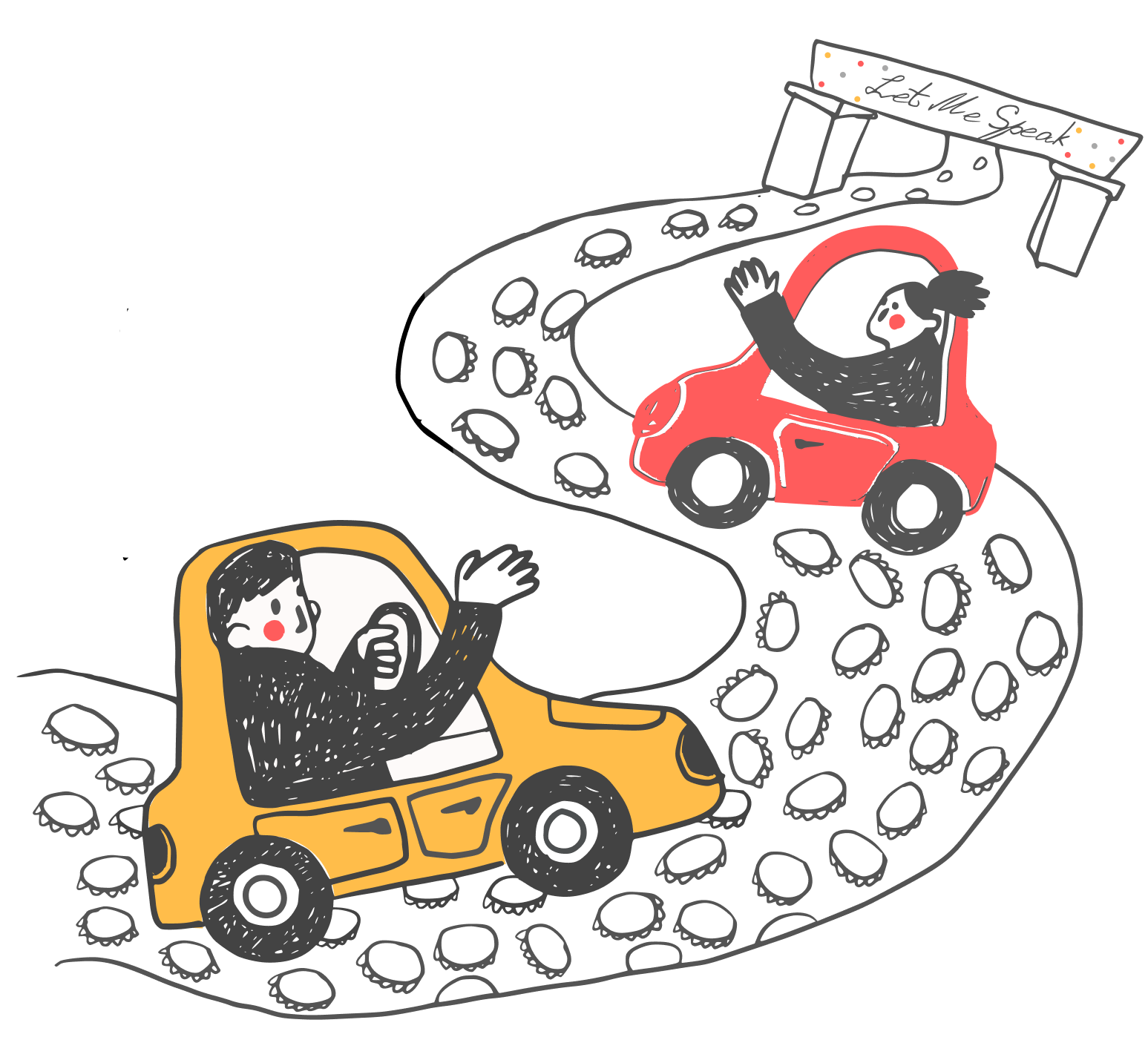 иллюстрация две машины желтая машина и красная машина пьяная дорога в Коломне ведет к студии иностранных языков Let me speak