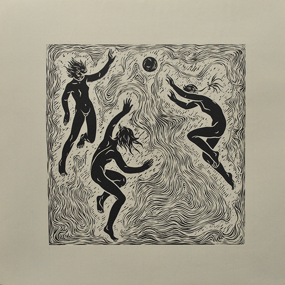 engraving linocut Nude