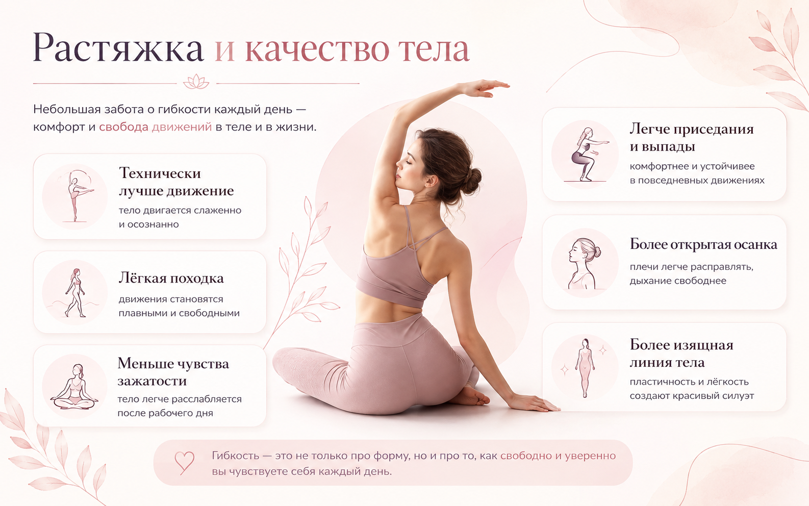 Растяжка, лёгкая походка, осанка и качество движения